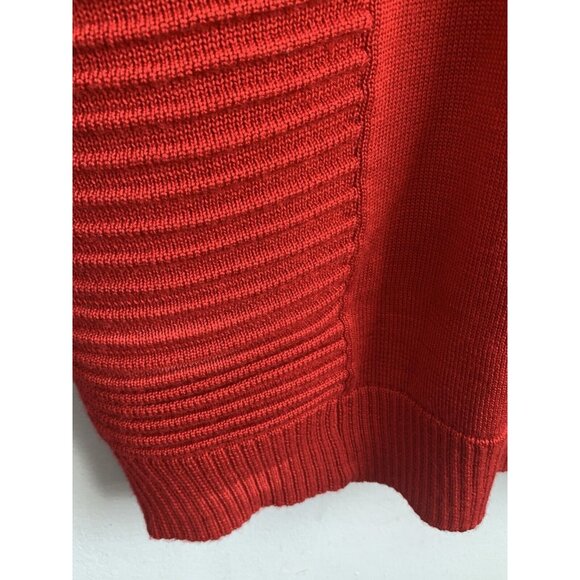 Marc NY Womens Wool Knit Red Ribbed Long Sleeved Sweater Dress 1/4Zip Size Large - Picture 8 of 11